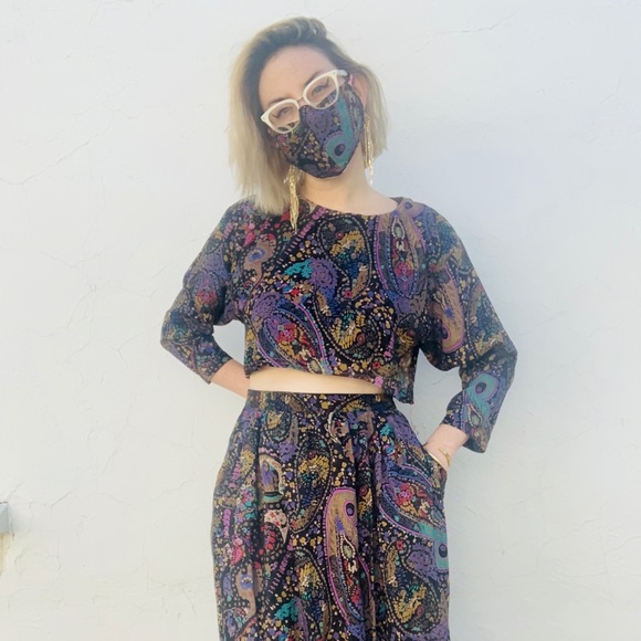 SOLD VTG 1980 Paisley Skirt Set with Matching Mask - Picture 4 of 9